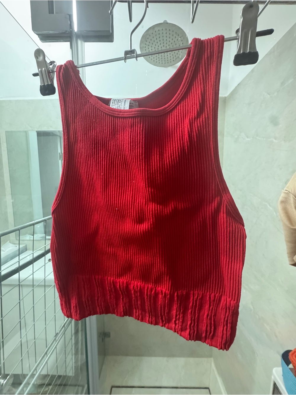 Red Ribbed Sleeveless Crop Tank Top Zara